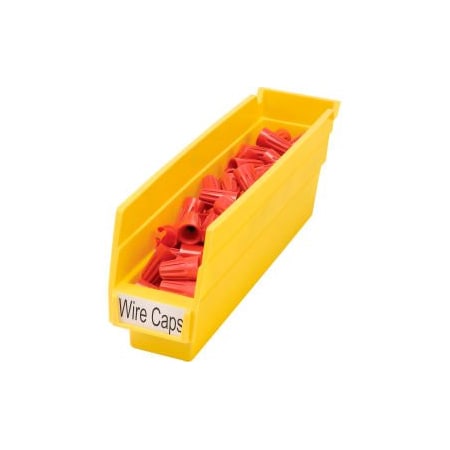 Akro-Mils Shelf Storage Bin, Plastic, Yellow, 4 in H, 2-3/4 in W, 11-5/8 in L, 24 PK 30110YELLO